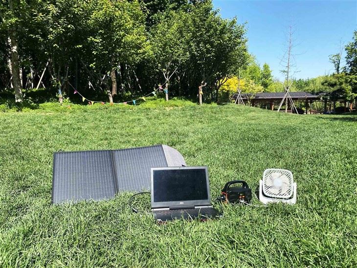 60W plisman panèl solè USB DC Sòti